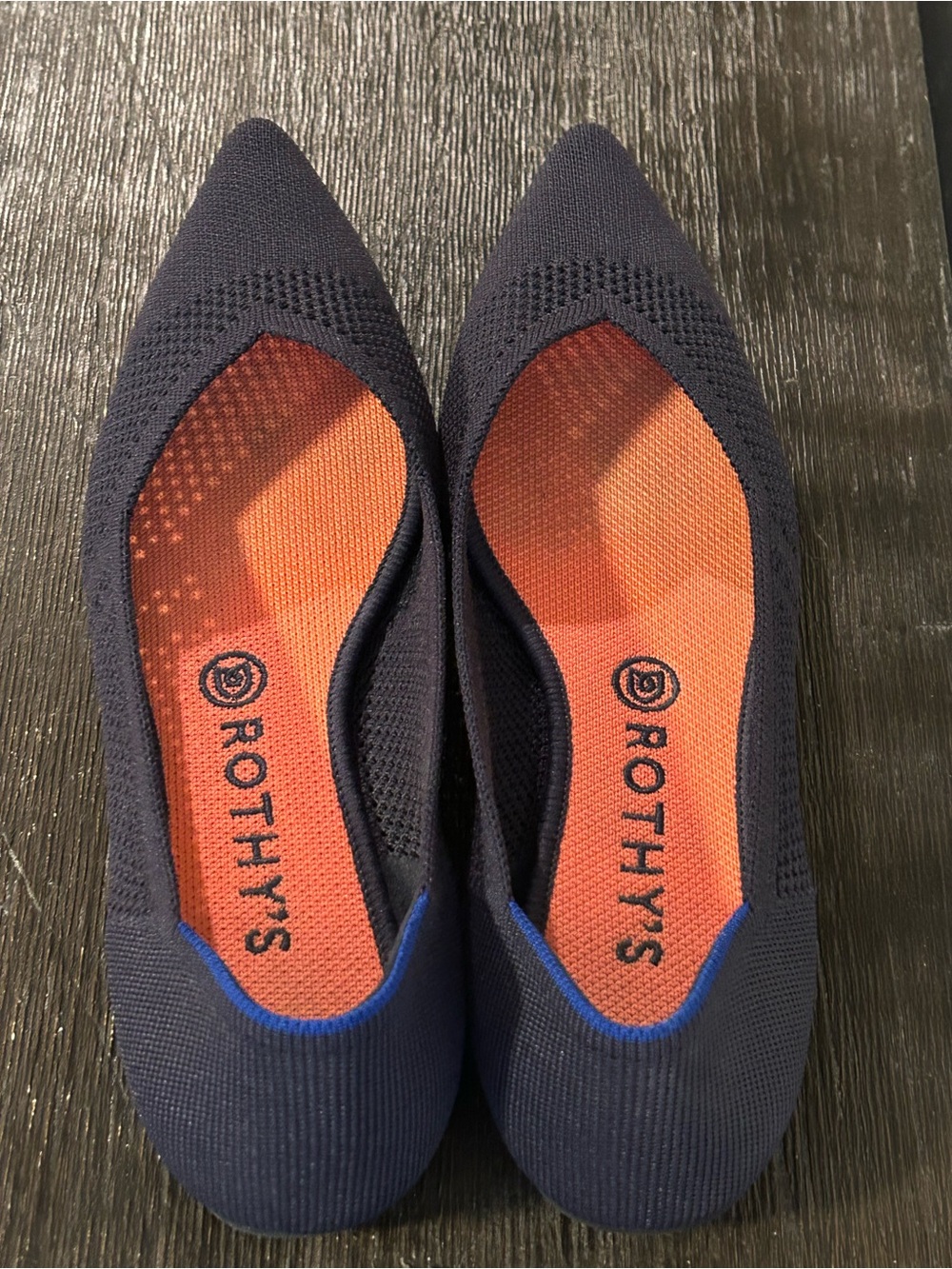 Rothy's The Point Maritime Navy Blue Lattice Stitch Flat Shoe Size W10 Washable